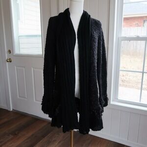 Sioni Womens Vintage Cardigan L Black Whimsigoth Indie Sleaze Ruffle Fairycore